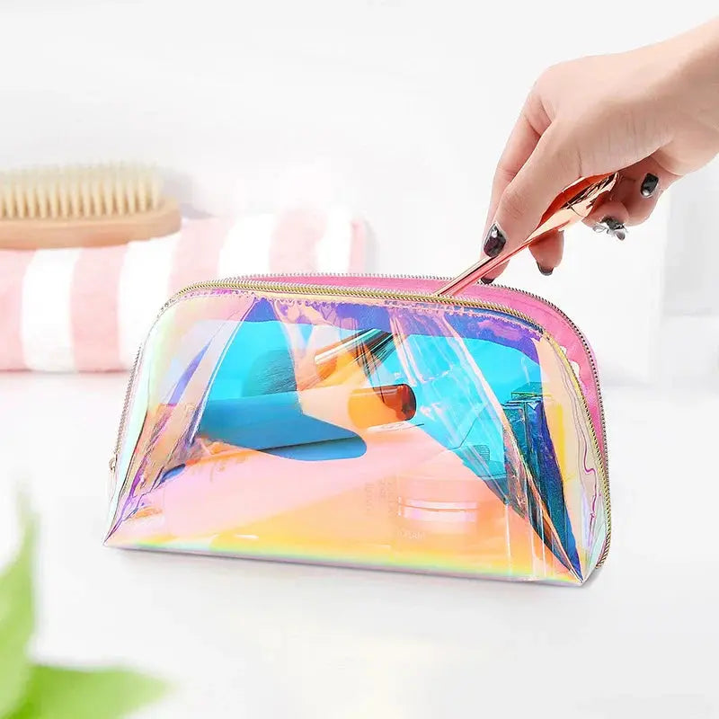 1pcs Korean Laser TPU Cute Makeup Bag Travel Cosmetic Organizer Transparent Waterproof Wash Bag Change Lipstick Storage Bag Ultimate Bag Store