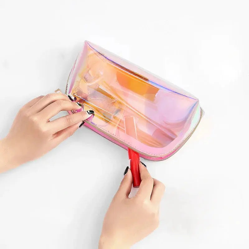1pcs Korean Laser TPU Cute Makeup Bag Travel Cosmetic Organizer Transparent Waterproof Wash Bag Change Lipstick Storage Bag Ultimate Bag Store