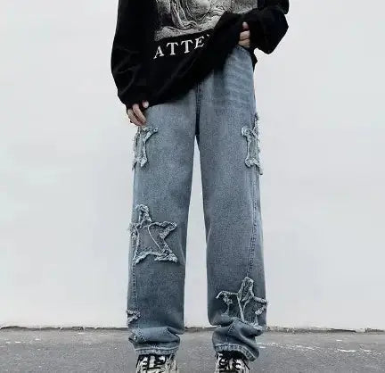 2022 New Fashion Stars Towel Embroidery Brown Baggy Men Jeans Pants Vivareflex Online
