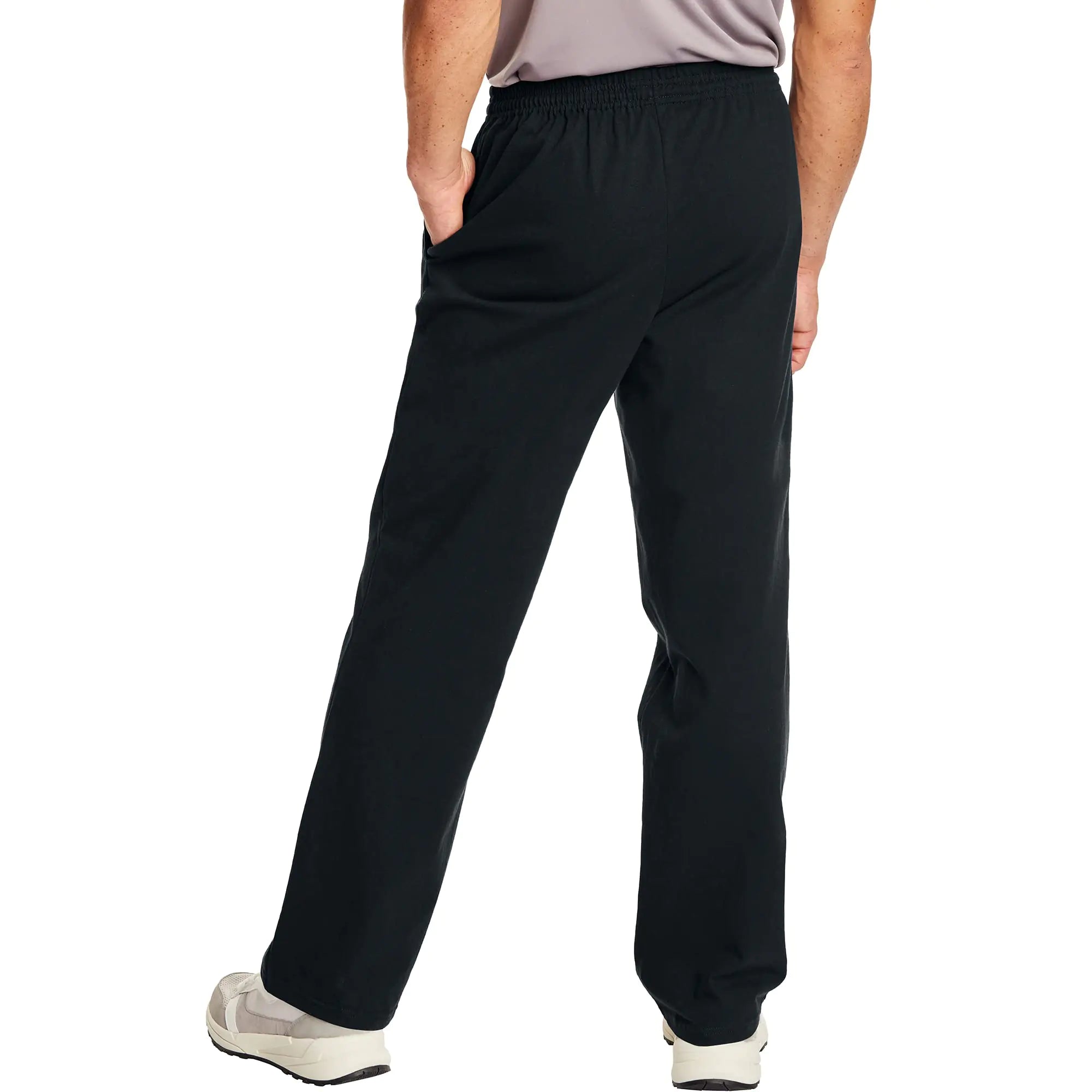 Hanes Essentials Sweatpants, Men’s Cotton Jersey Pants with Pockets, 33” X-Large Black