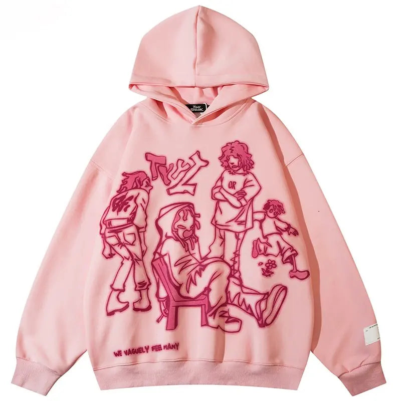 Men Streetwear Pink Hoodie Sweatshirt Vivareflex Online