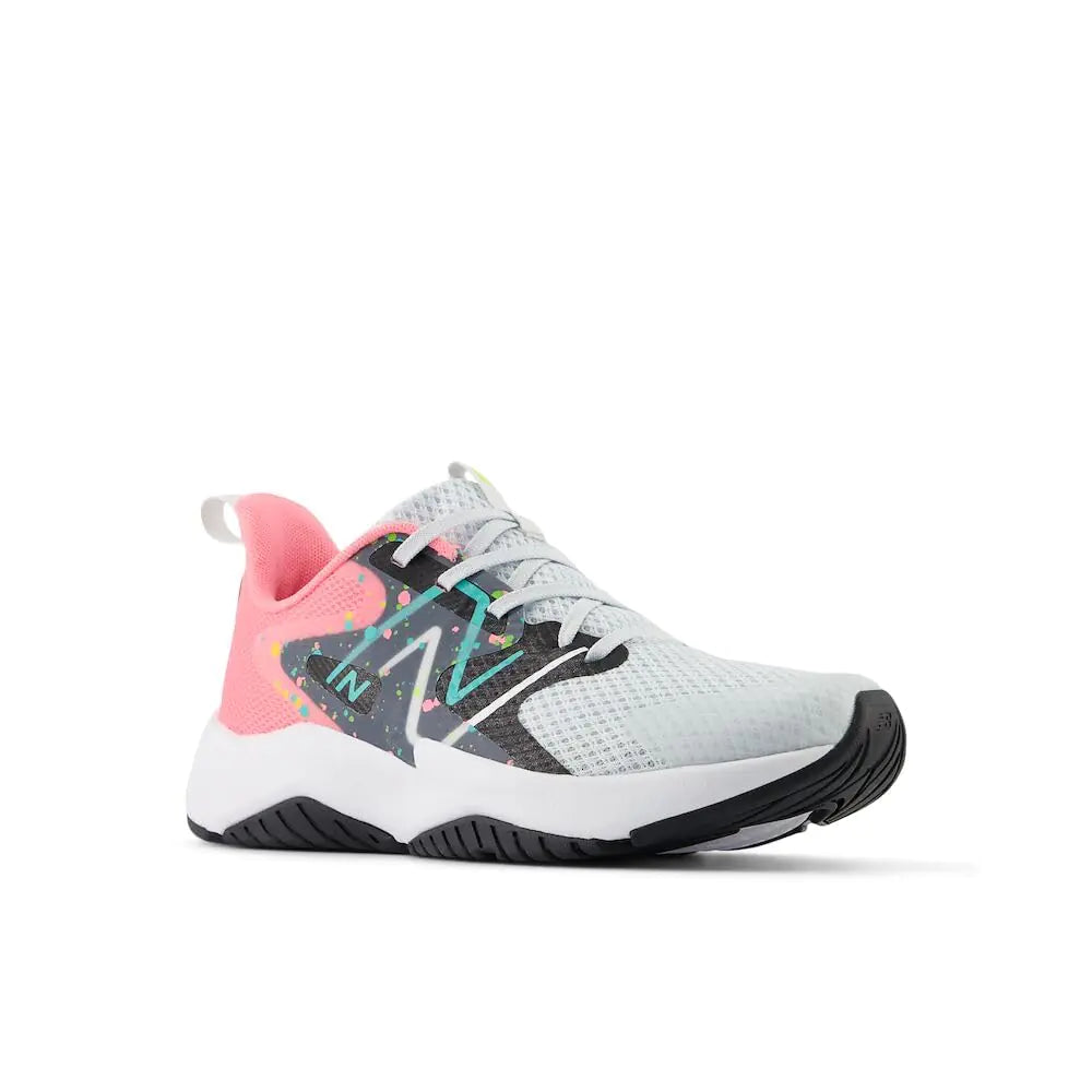 New Balance unisex-child Rave Run V2 Lace-up 12 Little Kid Quartz Grey/Ultra Pink/Cyber Jade - Vivareflex Online