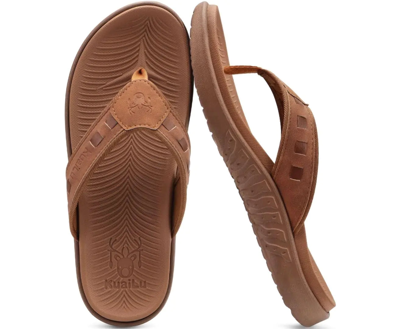 KuaiLu - Chanclas deportivas para hombre, cómodas sandalias ortopédicas con tiras y soporte para el arco de la fascitis plantar, para exteriores, verano, playa, tallas 7 a 15, 14, color caqui