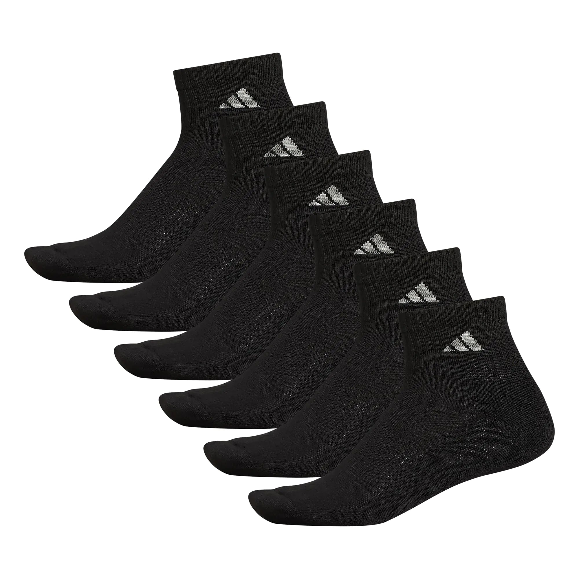 adidas Men's Athletic Cushioned Quarter Socks (with Arch Compression for a Secure Fit (6-Pair) Large Black/Aluminum 2