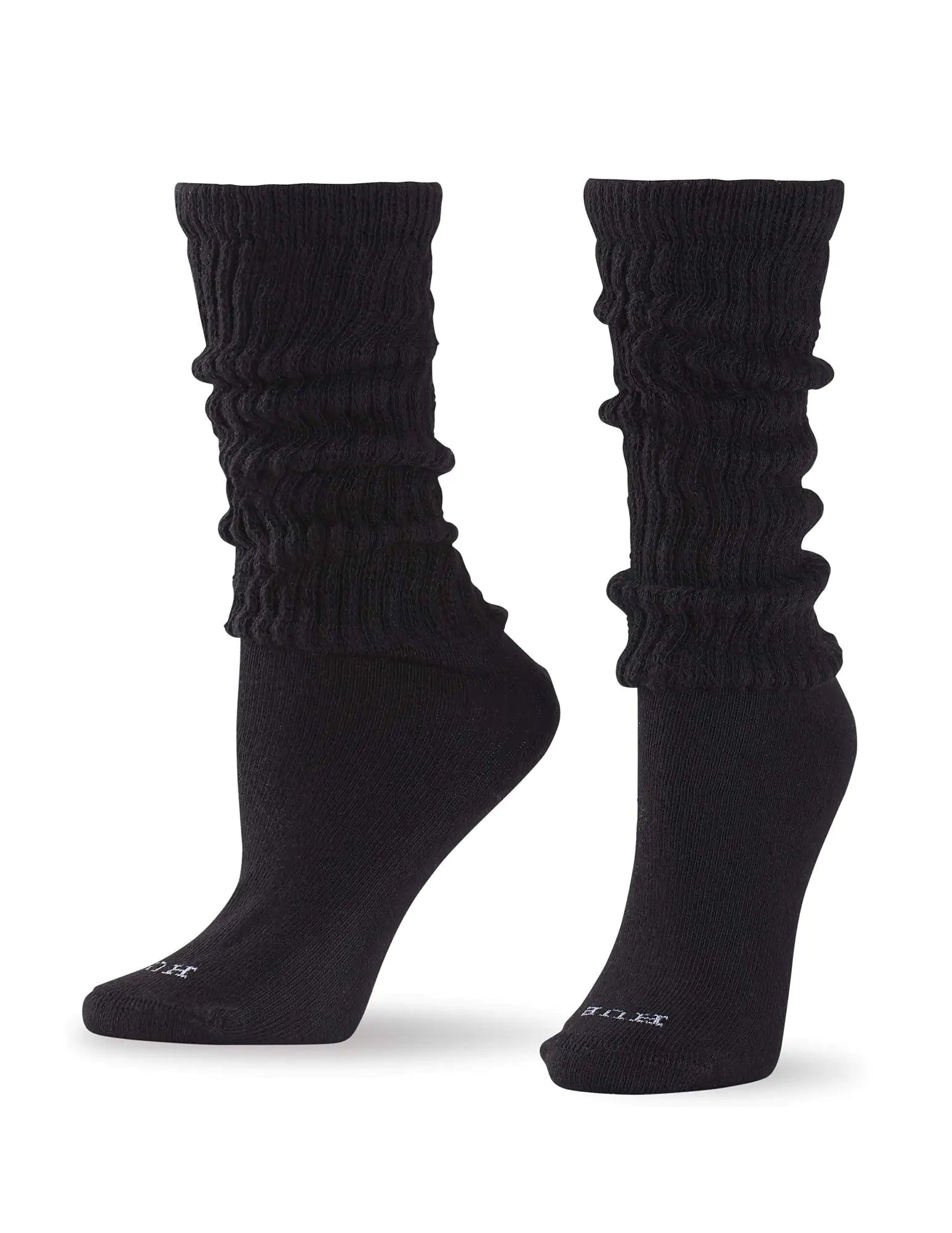 HUE Women's Slouch 3 Pair Pack, Soft Chunky Scrunch, Stack Socks One Size Black/Black/Black