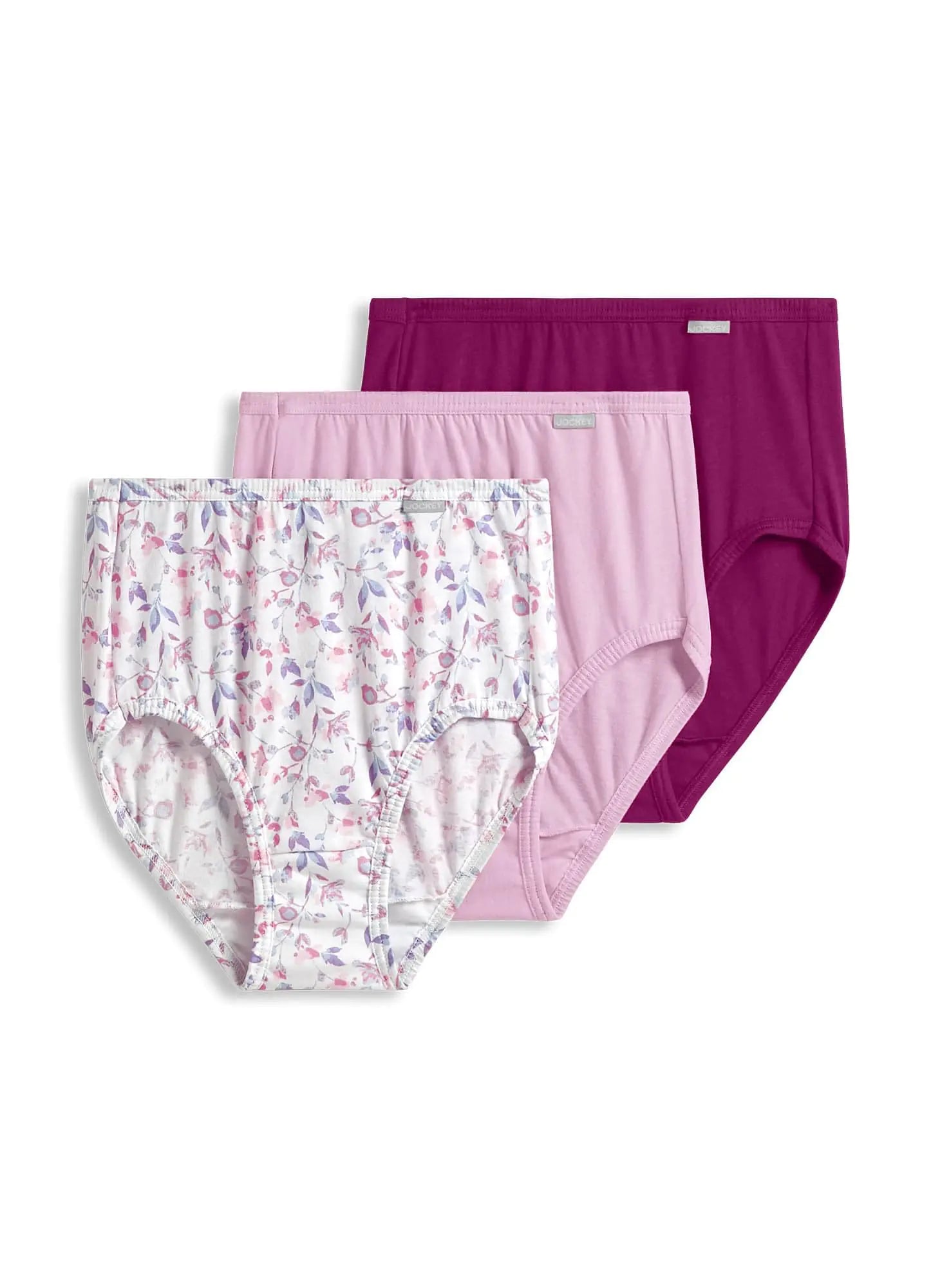 Jockey Women's Underwear Elance Brief - 3 Pack 9 Plus Chalky Pink/Painted Purple Meadow/Majestic Berry - Vivareflex Online