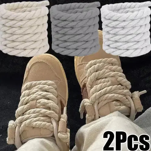 2pcs Wide Cotton Round Shoelaces for Men & Women Vivareflex Online