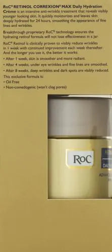 RoC Retinol Correxion Max Daily Hydration Anti-Aging Face Moisturizer with Hyaluronic Acid, Oil Free Skin Care Cream for Fine Lines, Dark Spots, Post-Acne Scars, 1.7 Ounces (Packaging May Vary) Basic