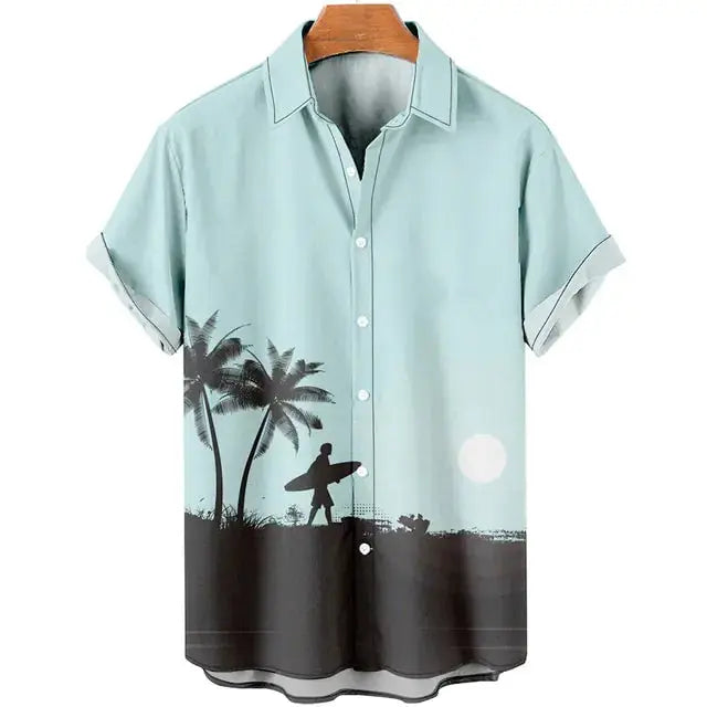 3D Coconut Tree Hawaiian Shirts For Men  Summer Beach Short Sleeve Vivareflex Online