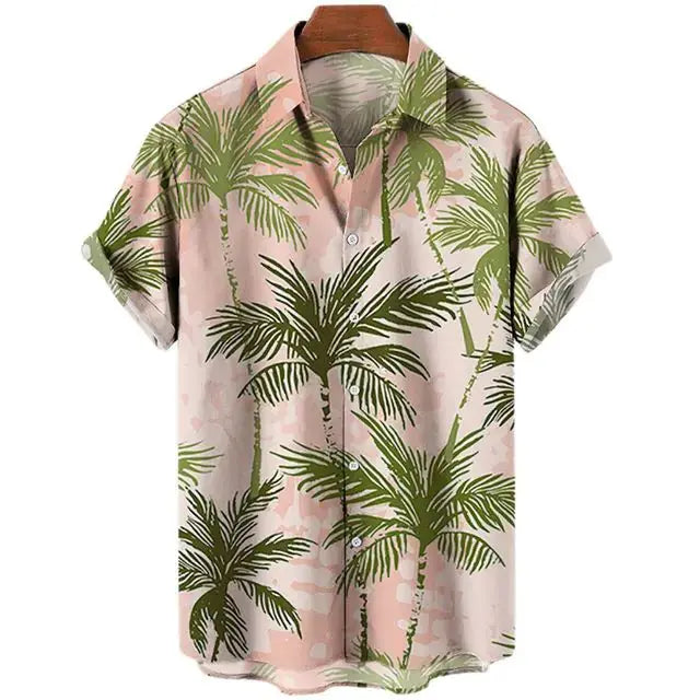 3D Coconut Tree Hawaiian Shirts For Men  Summer Beach Short Sleeve Vivareflex Online