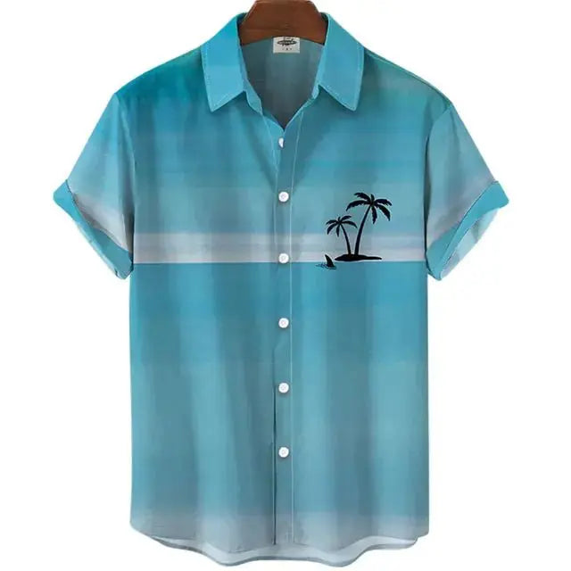3D Coconut Tree Hawaiian Shirts For Men  Summer Beach Short Sleeve Vivareflex Online