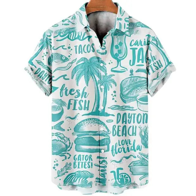 3D Coconut Tree Hawaiian Shirts For Men  Summer Beach Short Sleeve Vivareflex Online
