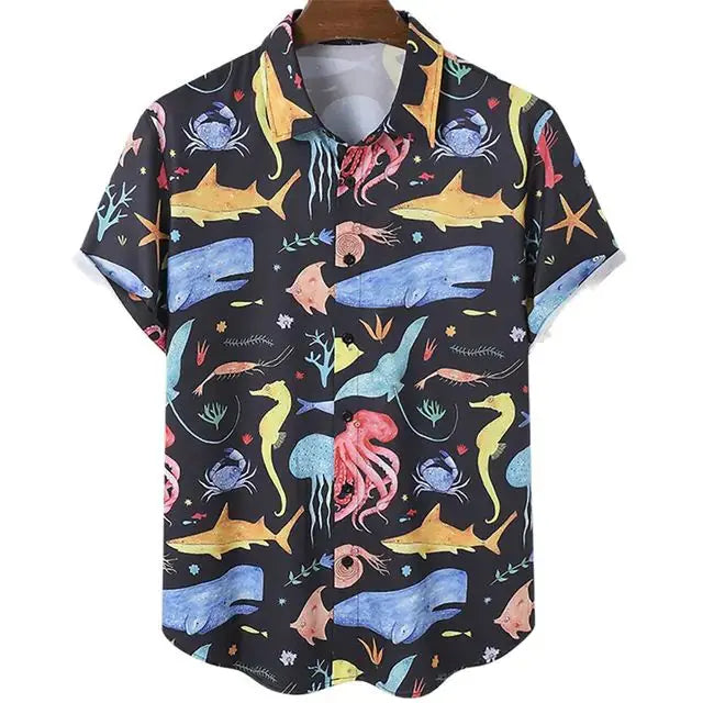 3D Coconut Tree Hawaiian Shirts For Men  Summer Beach Short Sleeve Vivareflex Online