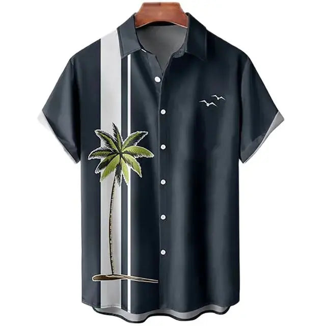 3D Coconut Tree Hawaiian Shirts For Men  Summer Beach Short Sleeve Vivareflex Online