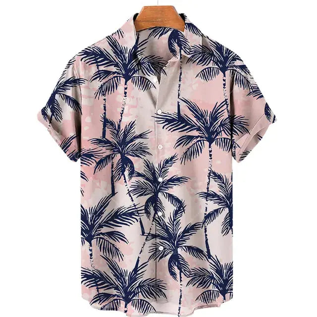 3D Coconut Tree Hawaiian Shirts For Men  Summer Beach Short Sleeve Vivareflex Online