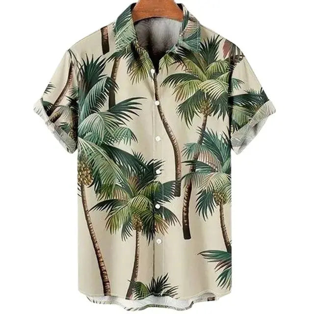 3D Coconut Tree Hawaiian Shirts For Men  Summer Beach Short Sleeve Vivareflex Online