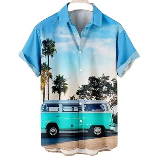 3D Coconut Tree Hawaiian Shirts For Men  Summer Beach Short Sleeve Vivareflex Online