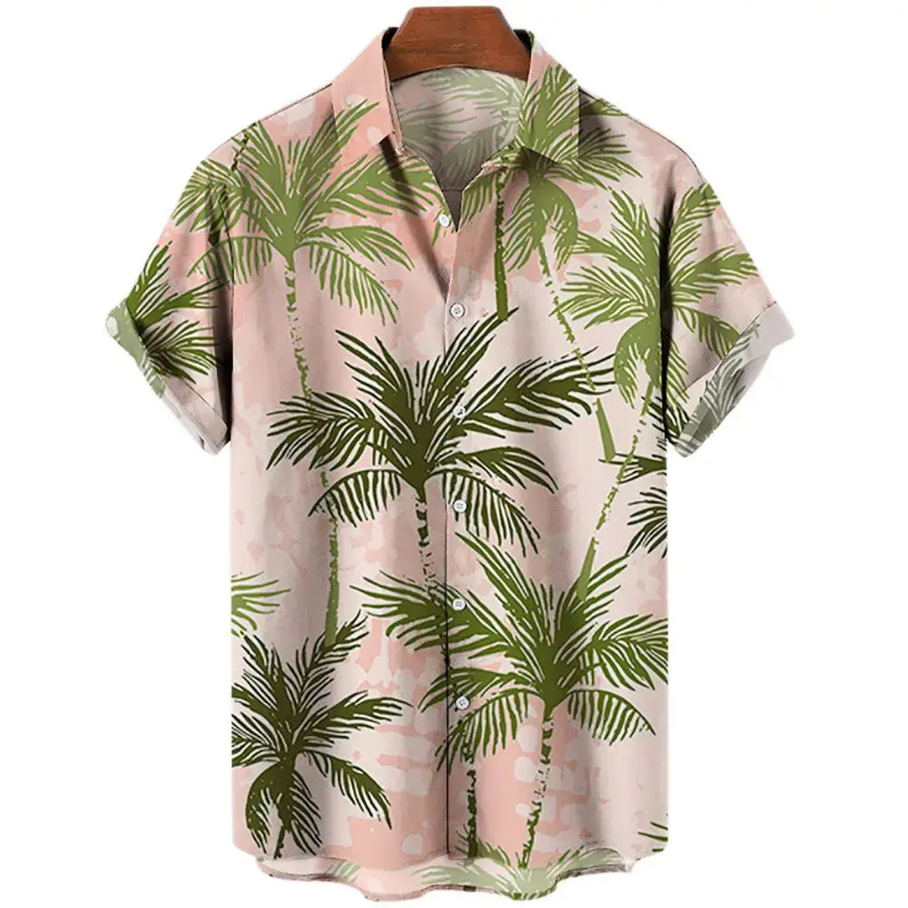 3D Coconut Tree Hawaiian Shirts For Men  Summer Beach Short Sleeve Vivareflex Online
