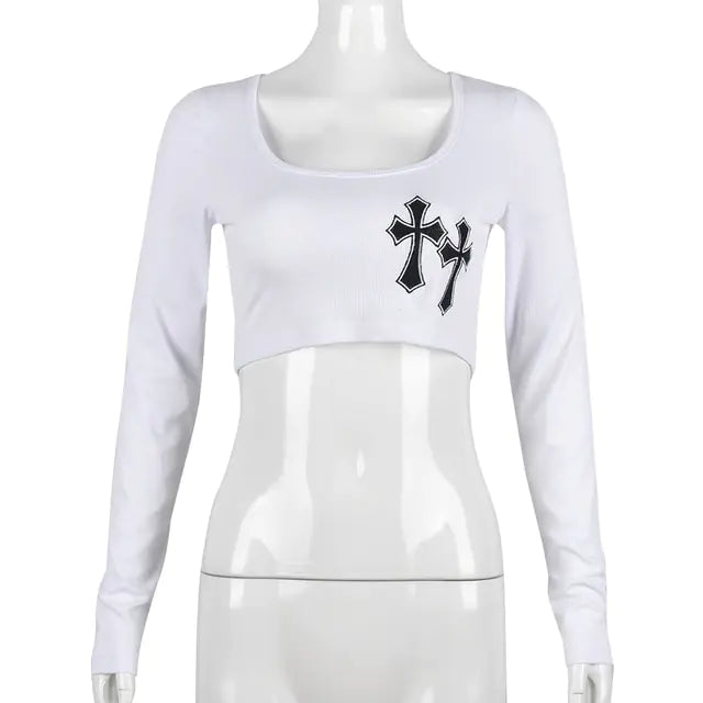 Cross Embroidered Crop Top for Women Vivareflex Online