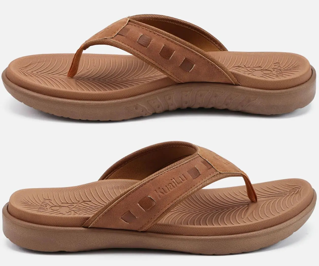 KuaiLu - Chanclas deportivas para hombre, cómodas sandalias ortopédicas con tiras y soporte para el arco de la fascitis plantar, para exteriores, verano, playa, tallas 7 a 15, 14, color caqui