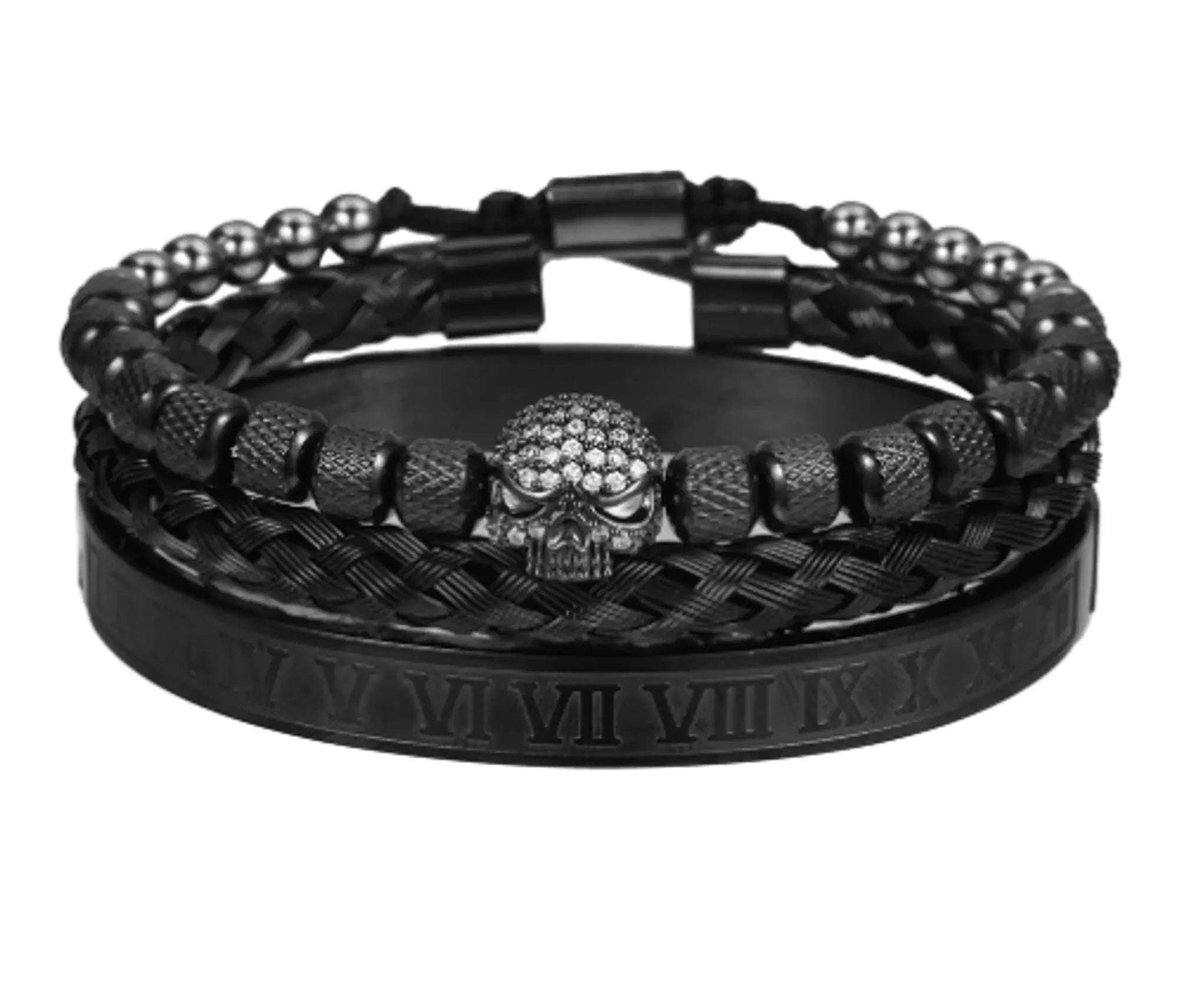3pcs/Set Handmade Men Bracelet Micro Pave CZ Skeleton Skull Vivareflex Online