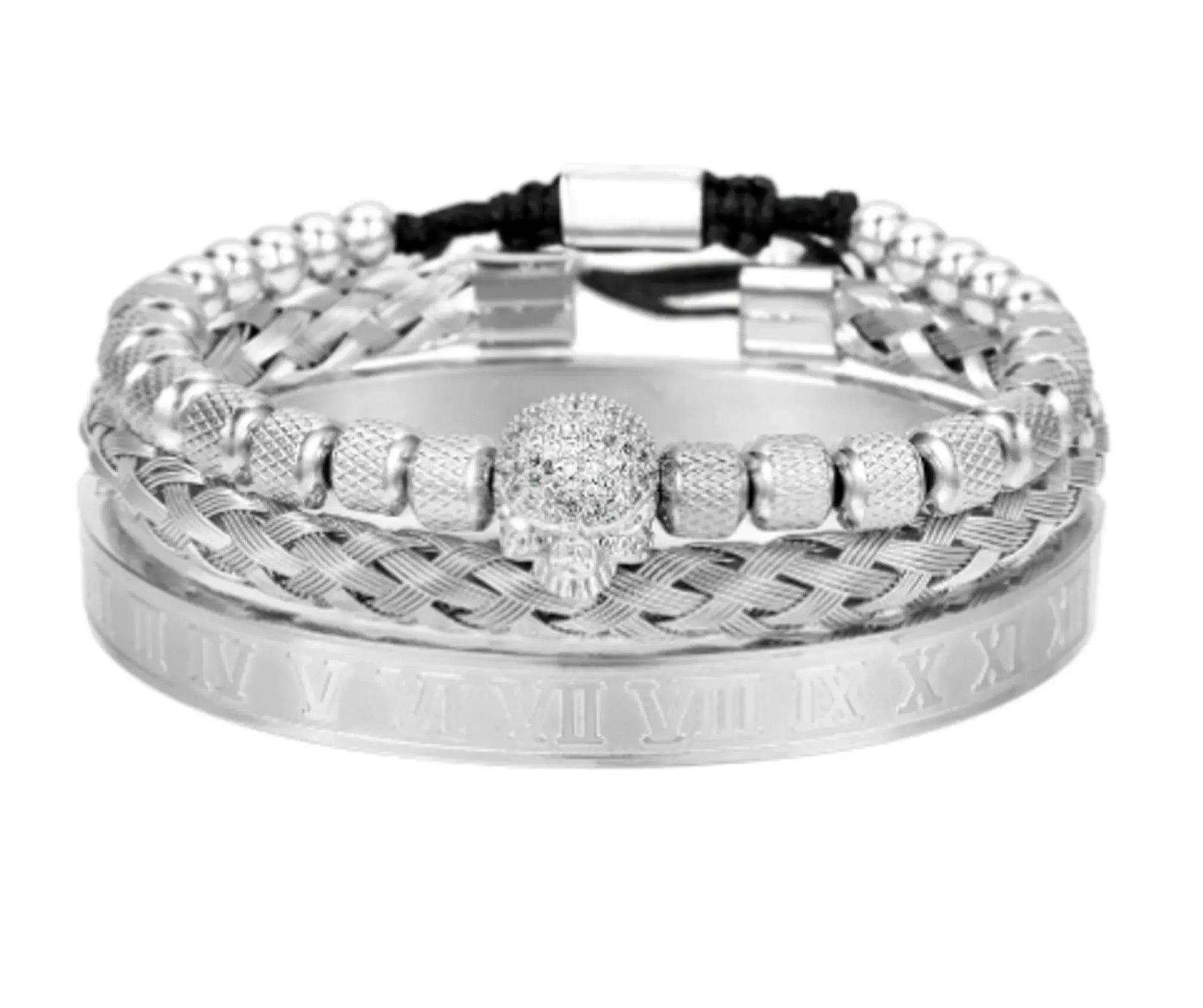 3pcs/Set Handmade Men Bracelet Micro Pave CZ Skeleton Skull Vivareflex Online