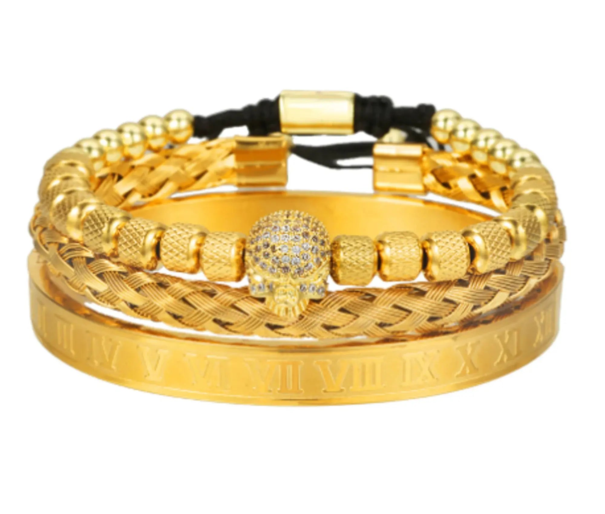 3pcs/Set Handmade Men Bracelet Micro Pave CZ Skeleton Skull Vivareflex Online