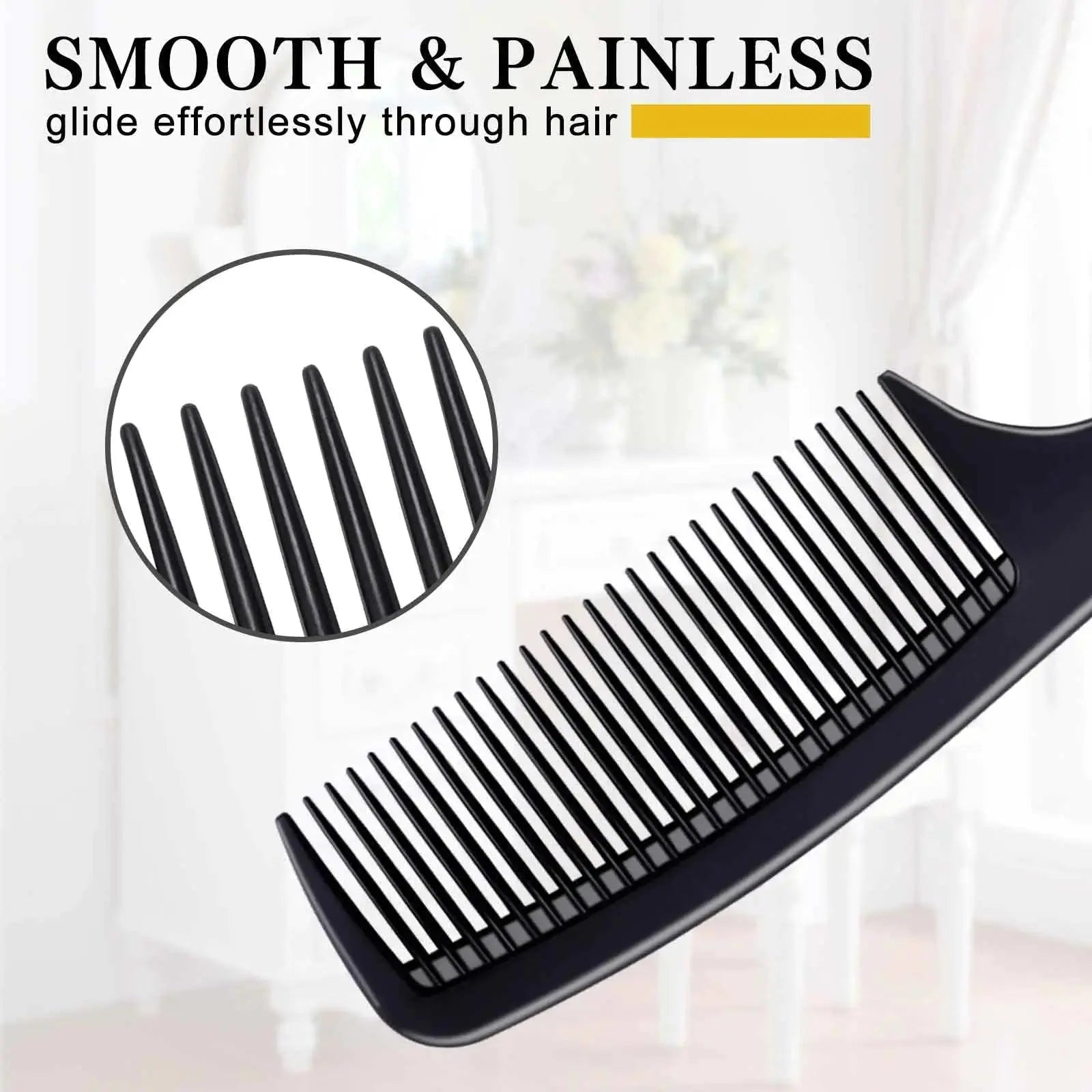4-Piece Premium Carbon Fiber Comb Set for All Hair Types – Teasing, Parting, & Styling Comb for Women and Men - Vivareflex Online