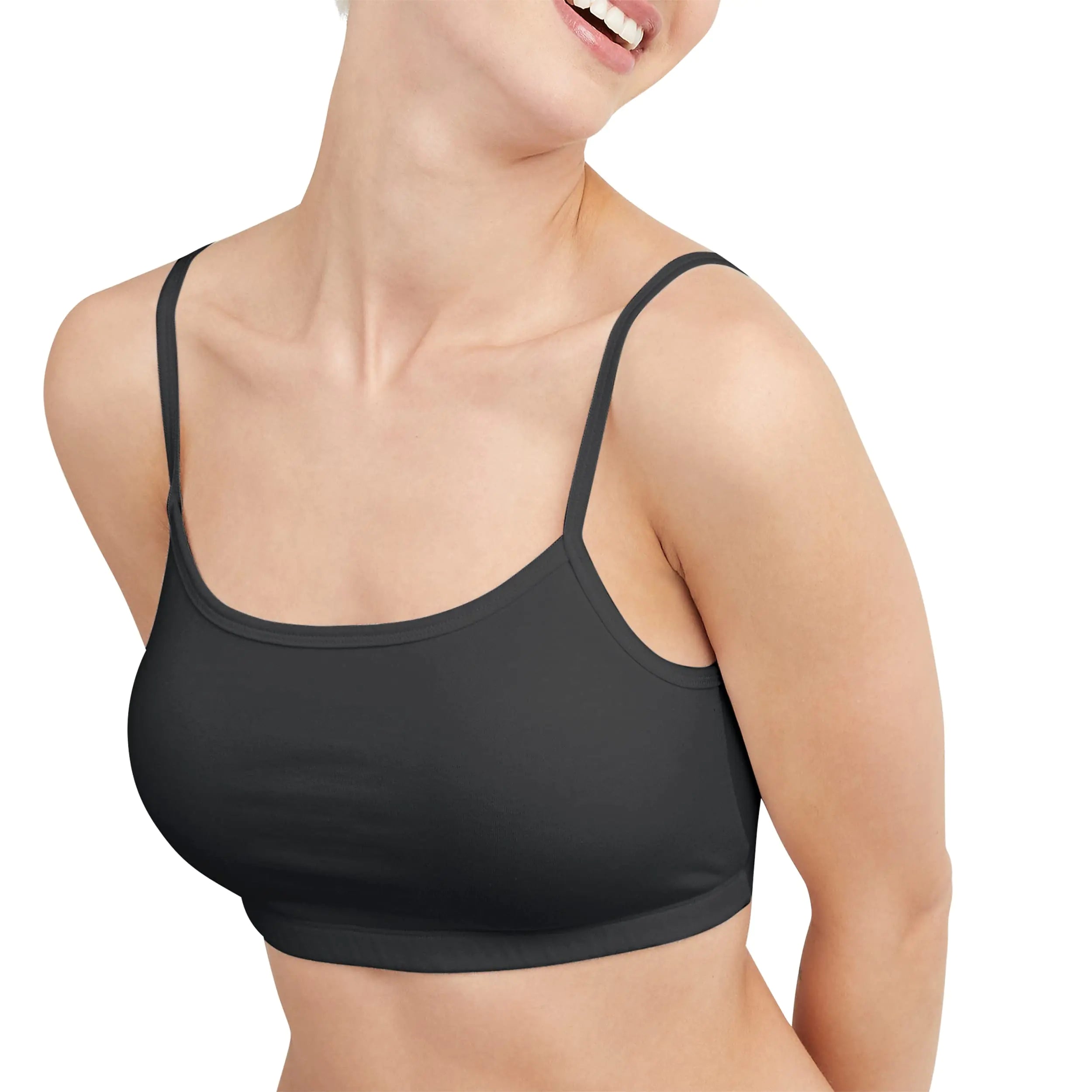 Bralette de algodón con tiras para mujer Hanes (paquete de 3) talla extragrande, negro/negro/negro 