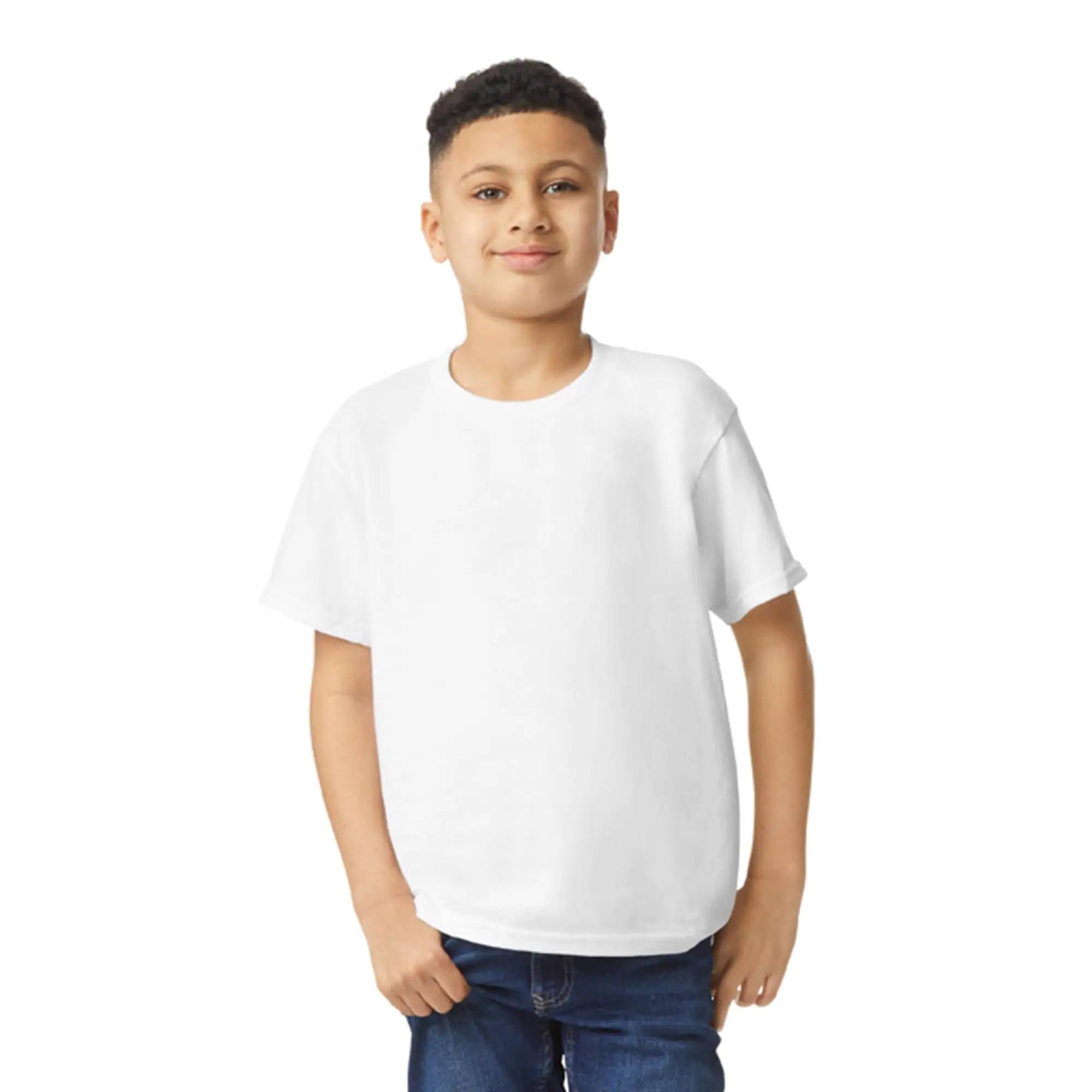 T-shirt en coton épais Gildan Youth, modèle G5000B, lot de 2, taille XL, blanc