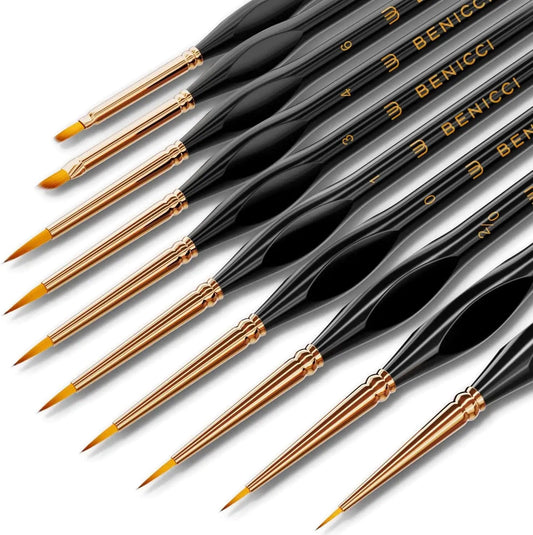 Elite Miniature Art Brush Set - 10 Detail Brushes for Fine Art Vivareflex Online