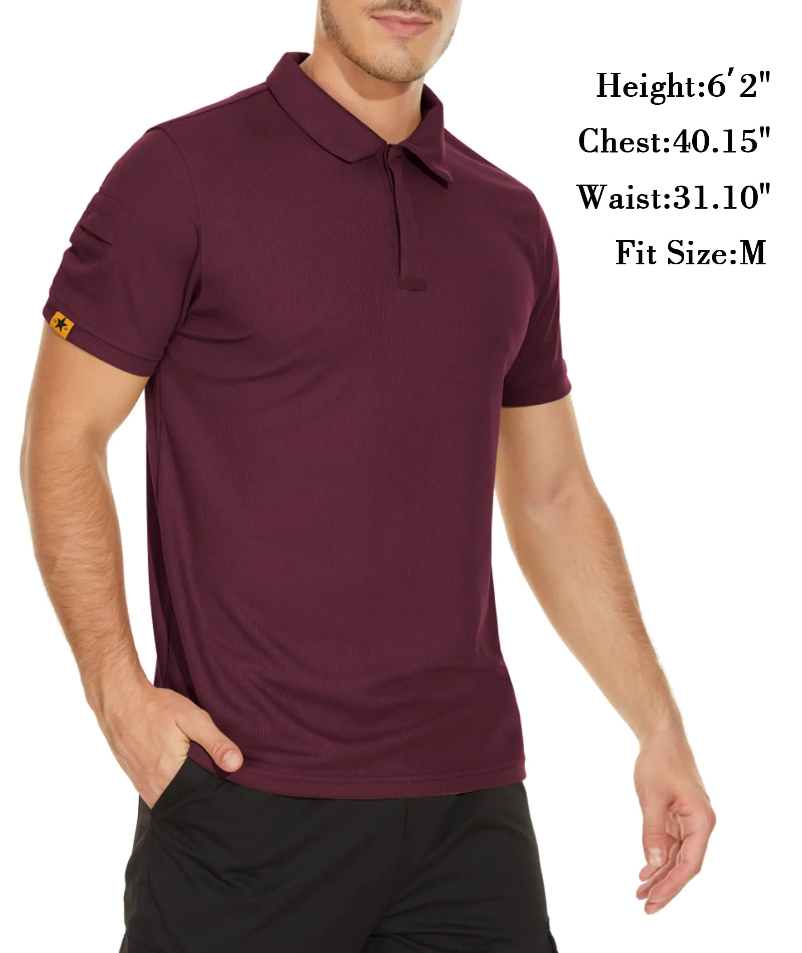 V VALANCH Polos pour hommes à manches courtes évacuant l'humidité Polo de golf Chemise à col athlétique T-shirt de tennis Hauts 5X-Large A-wine Red