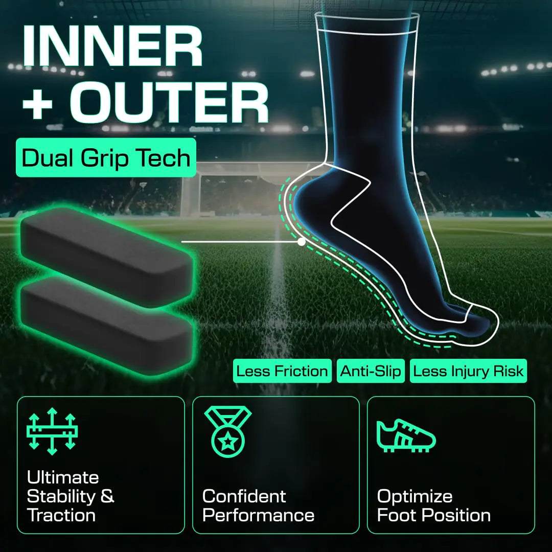 Chaussettes Lux Dual Grip - Chaussettes de football antidérapantes pour hommes et femmes