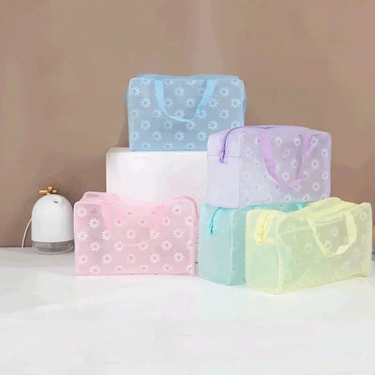 5 Colors Make Up Organizer Bag Toiletry Bathing Storage Bag Women Waterproof Transparent Floral PVC Travel Cosmetic Bag Ultimate Bag Store