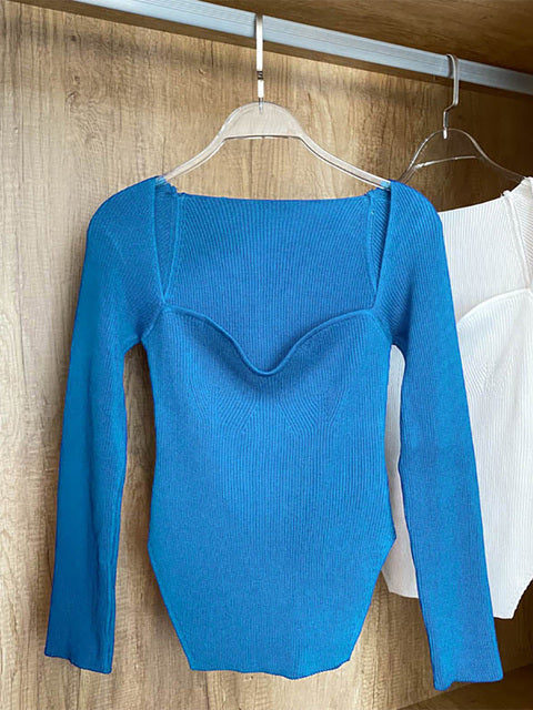 Pull tricoté à manches longues pour femme