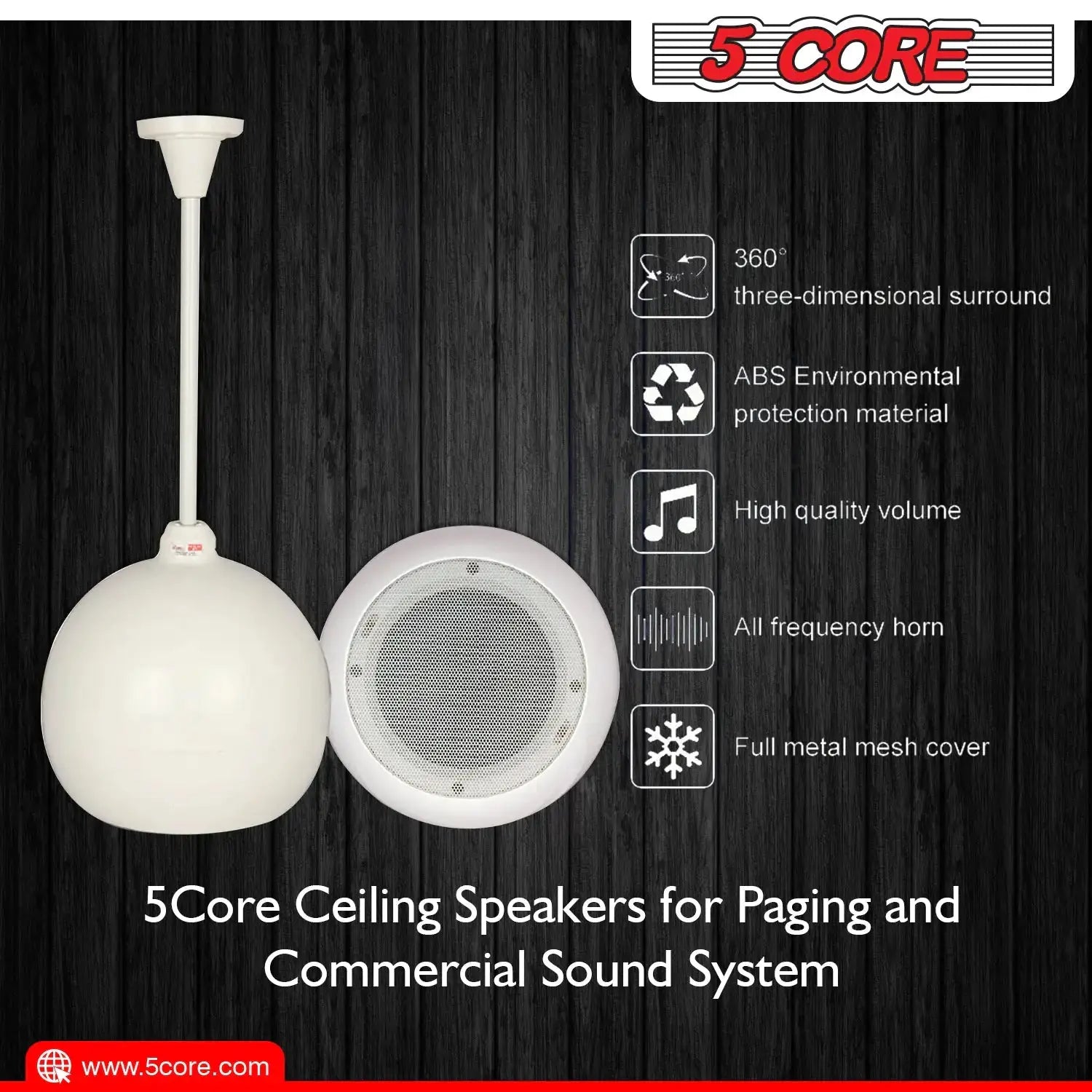5Core Pendant Hanging Wall Speaker 15W Commercial Ceiling Mount speakers 8 Ohm Office Home Restaurant Vivareflex Online