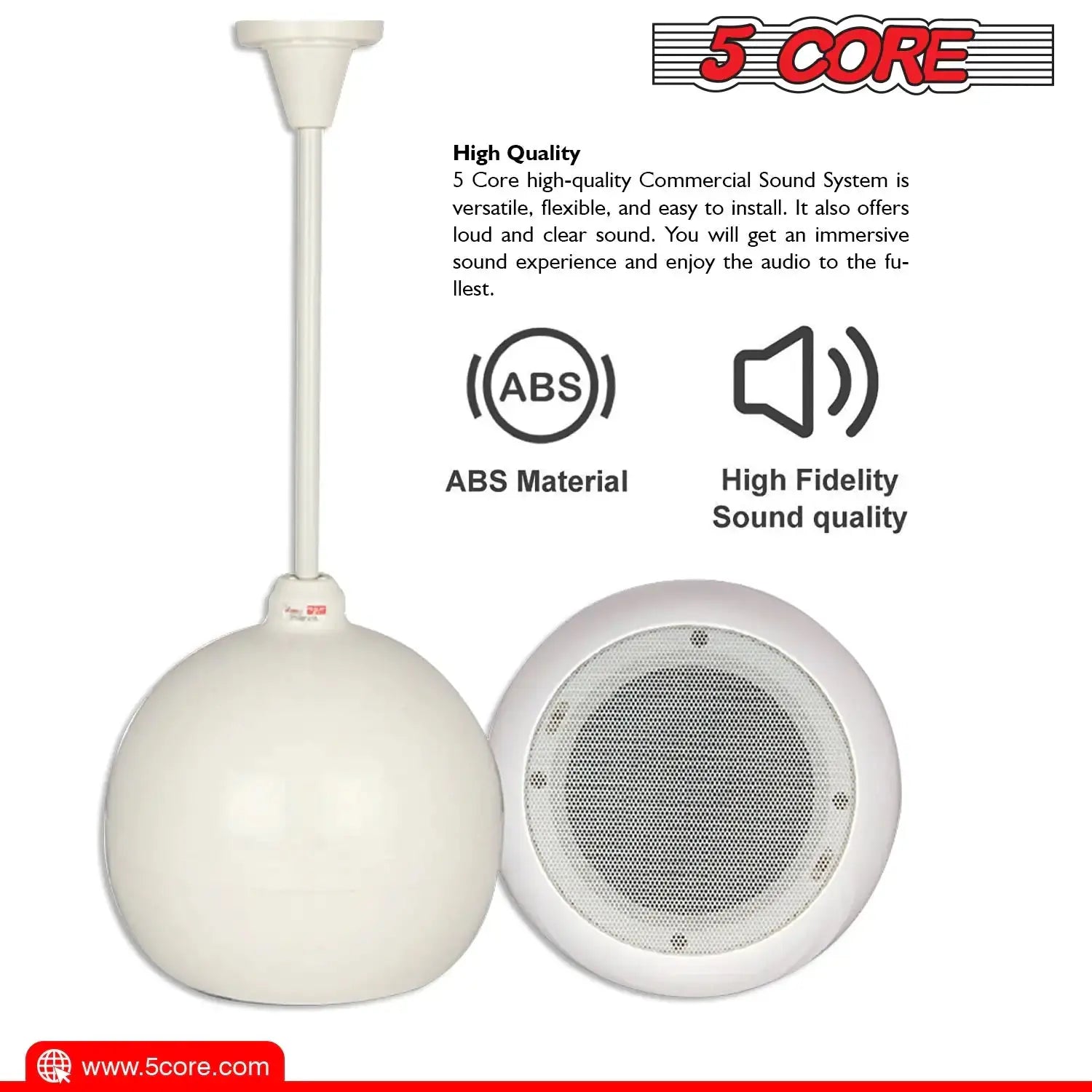5Core Pendant Hanging Wall Speaker 15W Commercial Ceiling Mount speakers 8 Ohm Office Home Restaurant Vivareflex Online