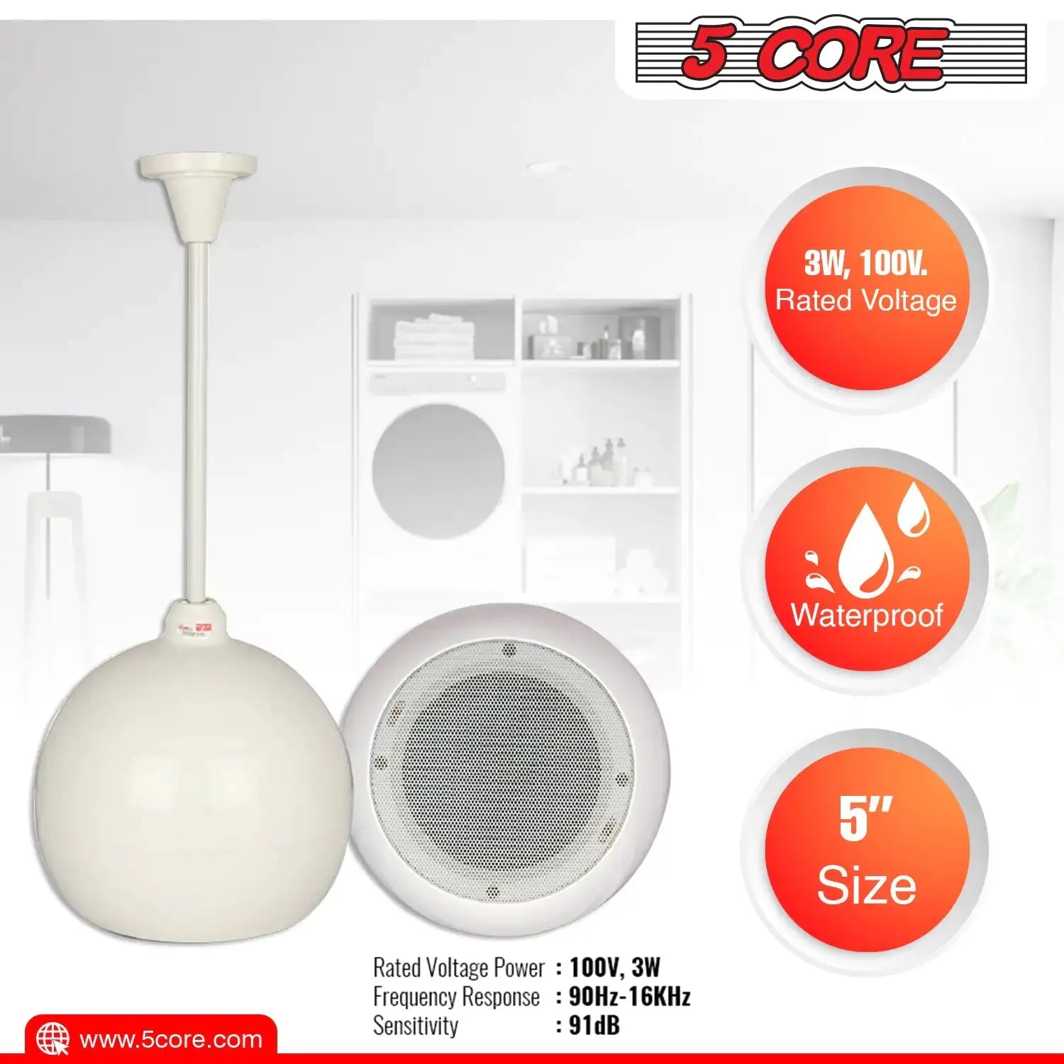 5Core Pendant Hanging Wall Speaker 15W Commercial Ceiling Mount speakers 8 Ohm Office Home Restaurant Vivareflex Online