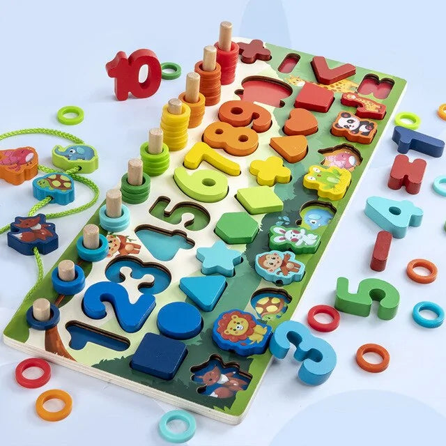 Puzzle géométrique en bois Montessori pour enfants