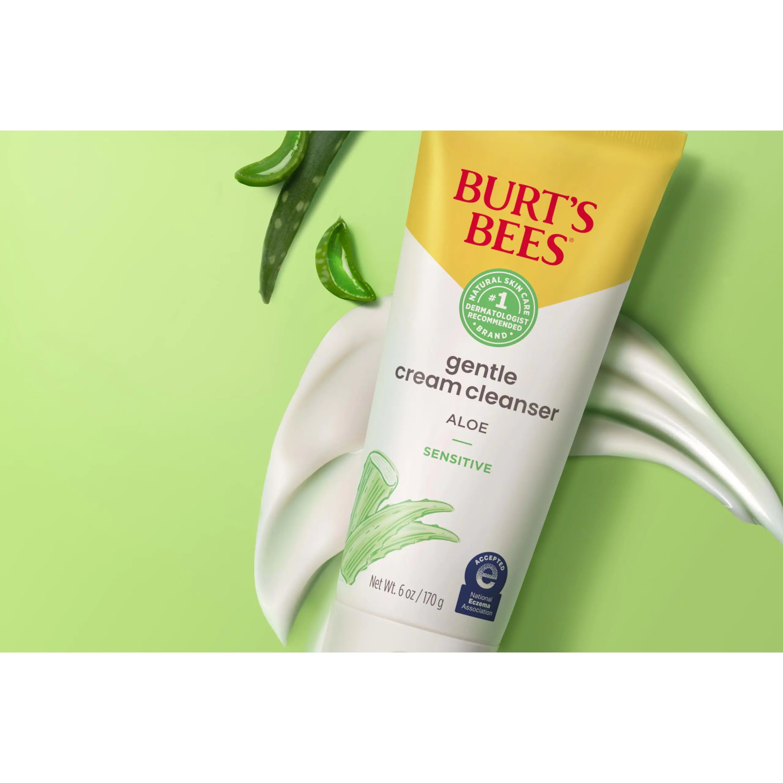 Crème nettoyante douce Burt's Bees à l'aloès pour peaux sensibles, 98,9 % d'origine naturelle, 6 onces Aloe Vera 6 onces (paquet de 1)