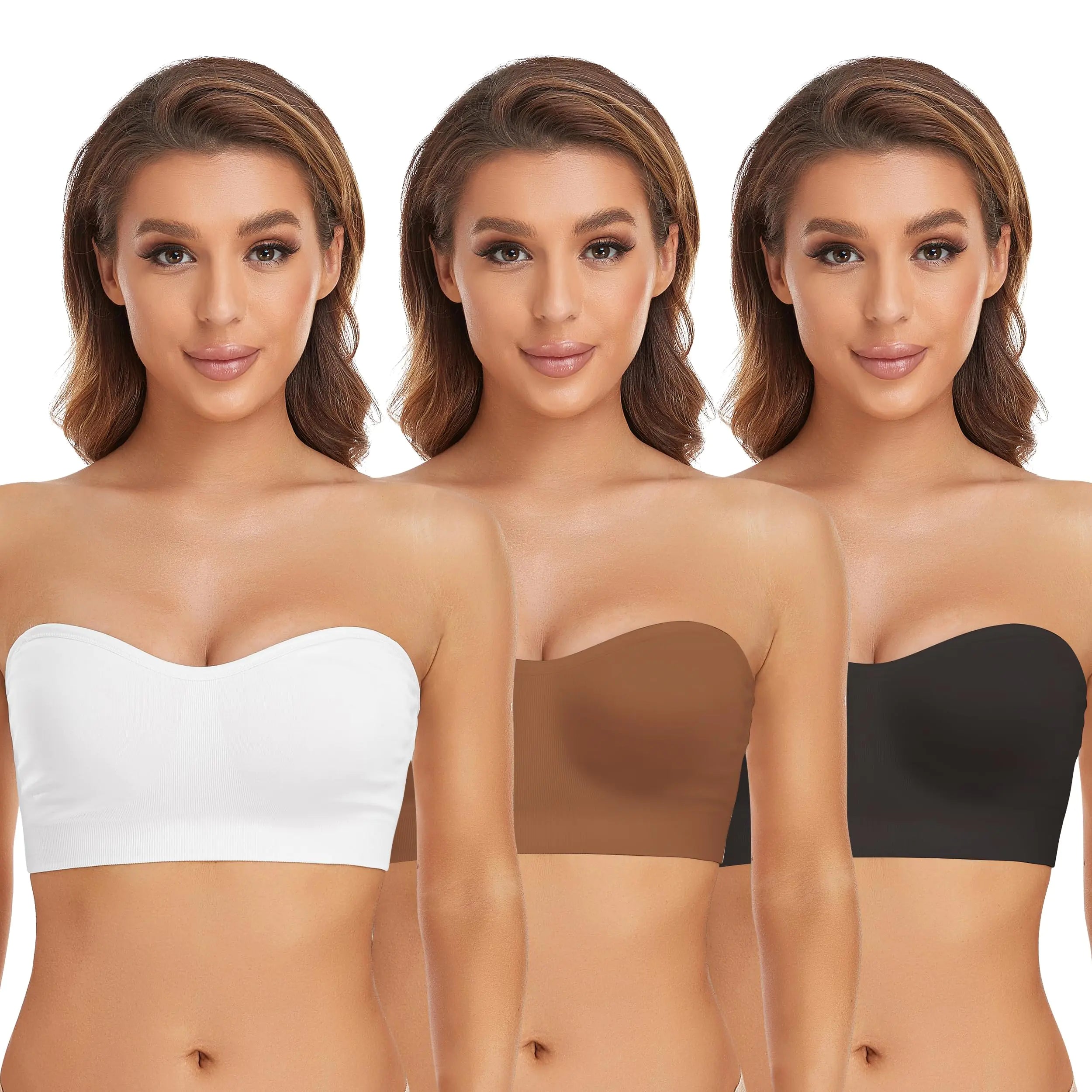 Lusait Strapless Bra for Women Non-Slip Silicone Padded Bandeau Bra Wireless Tube Top Bra - Vivareflex Online