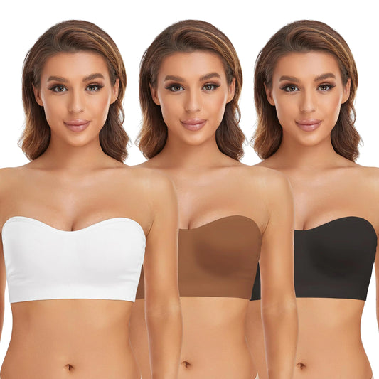 Lusait Strapless Bra for Women Non-Slip Silicone Padded Bandeau Bra Wireless Tube Top Bra - Vivareflex Online