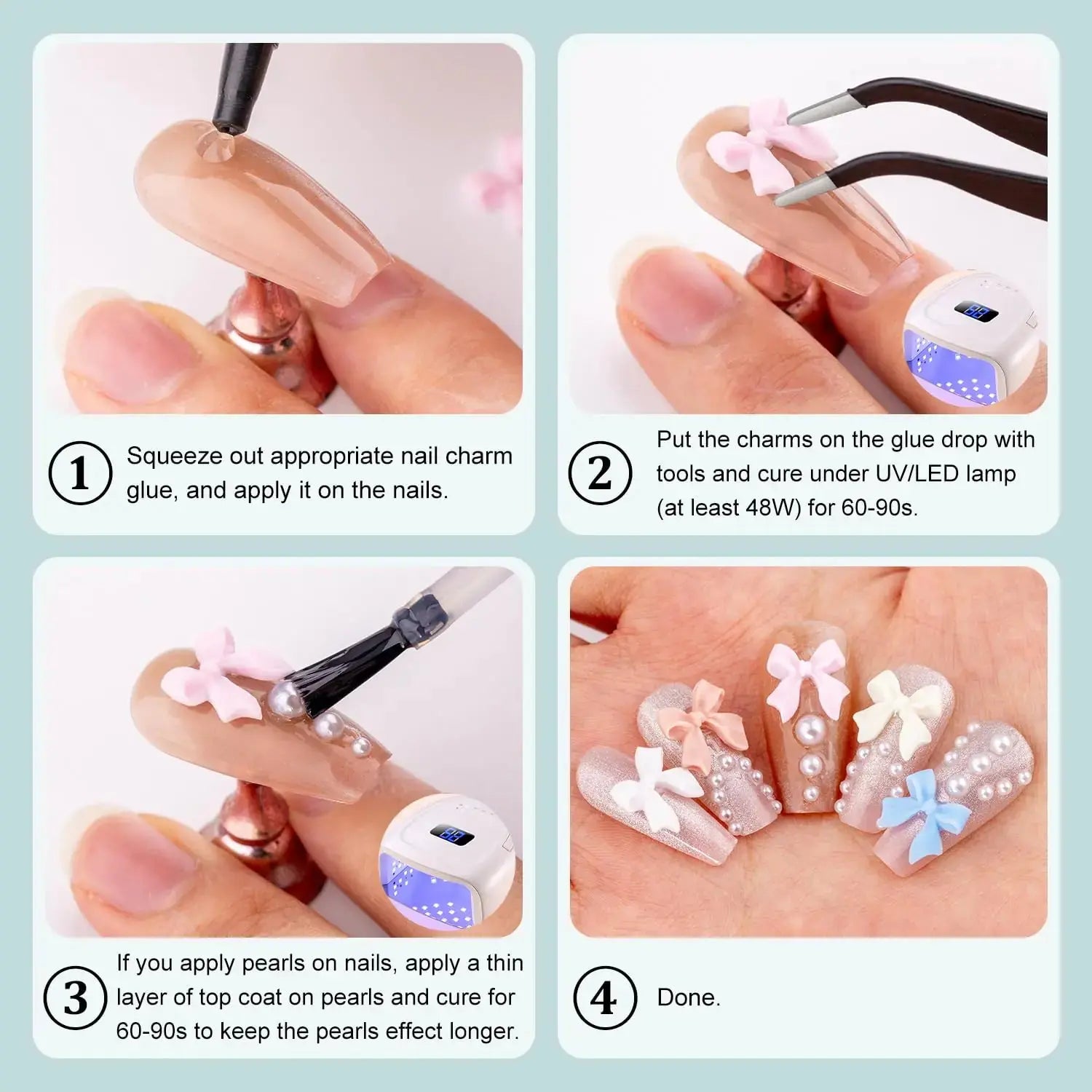 Flatback Pearls for Nail Art Design with Nail Charm Glue_Vivareflex_Online