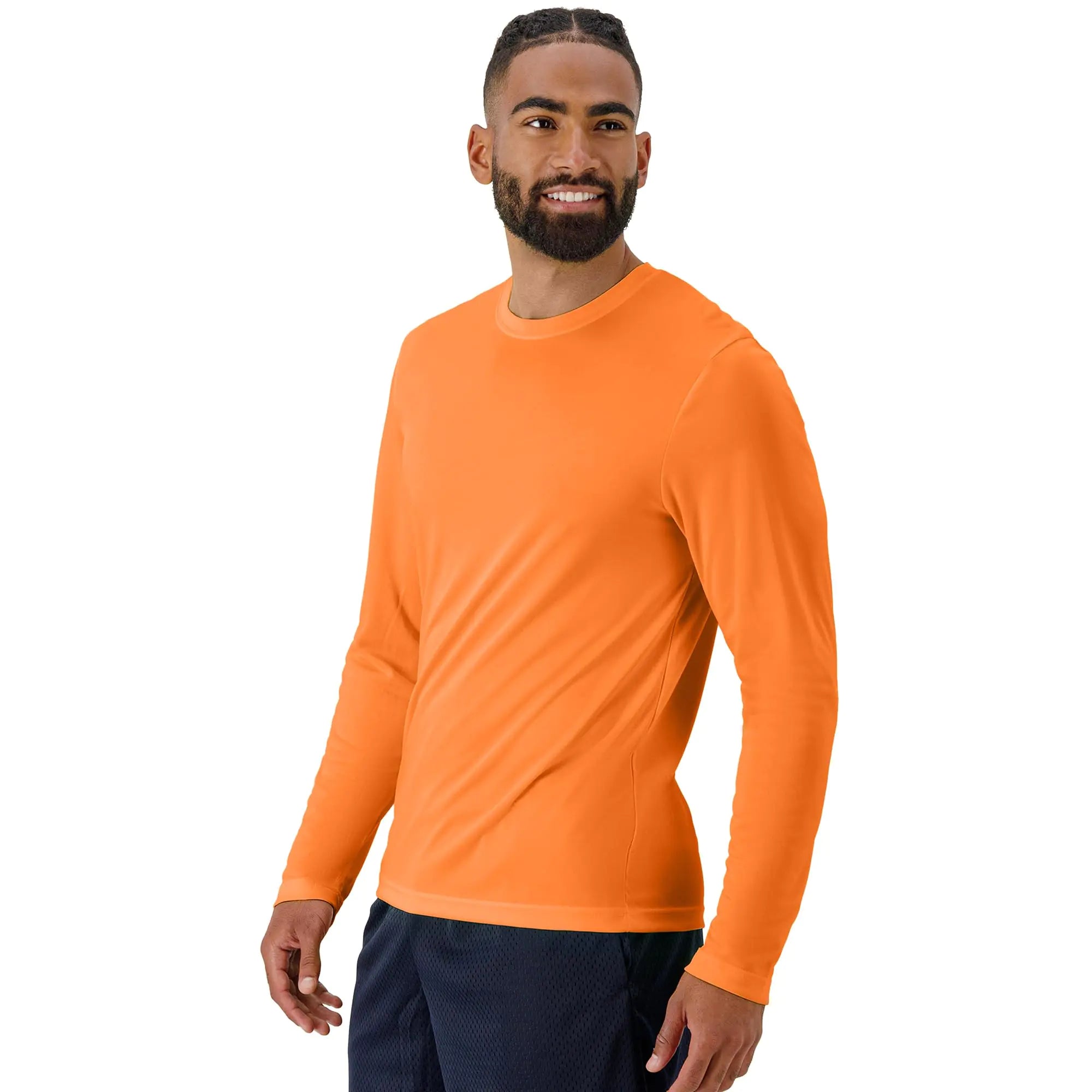 Camiseta de manga larga de alto rendimiento deportivo Hanes, paquete de 2 camisetas deportivas de alto rendimiento, color naranja de seguridad grande 