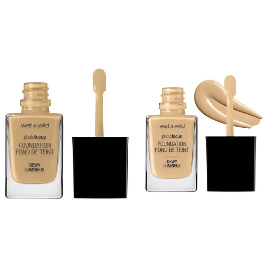 wet n wild Photo Focus Dewy Foundation Cream Beige & Buff Bisque Liquid Makeup Bundle Foundation + Makeup, Buff Bisque - Vivareflex Online