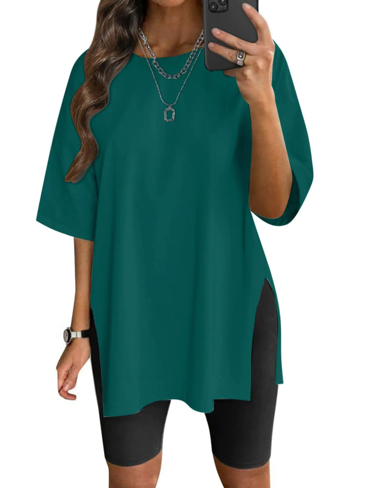 VNIRA Women’s Summer Casual Short Sleeve Oversize Workout T-Shirt Tee Tops Large Teal - Vivareflex Online