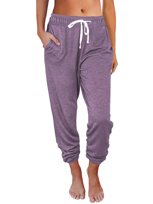 Pantalones deportivos holgados AUTOMET para mujer con bolsillos - Pantalones de pijama para mujer - Pantalones de chándal para correr para mujer Ropa de otoño 2024 Morado claro XX-Large