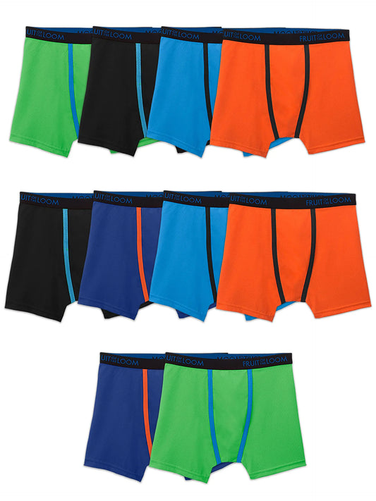 Boxers Fruit of the Loom pour garçons et tout-petits, sous-vêtements sans étiquette et respirants, multipacks de couleurs assorties