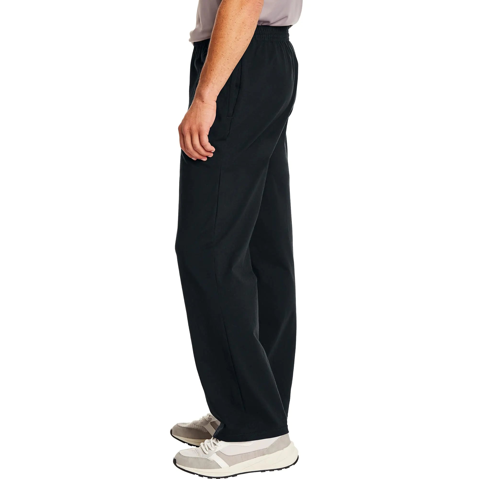 Hanes Essentials Sweatpants, Men’s Cotton Jersey Pants with Pockets, 33” X-Large Black