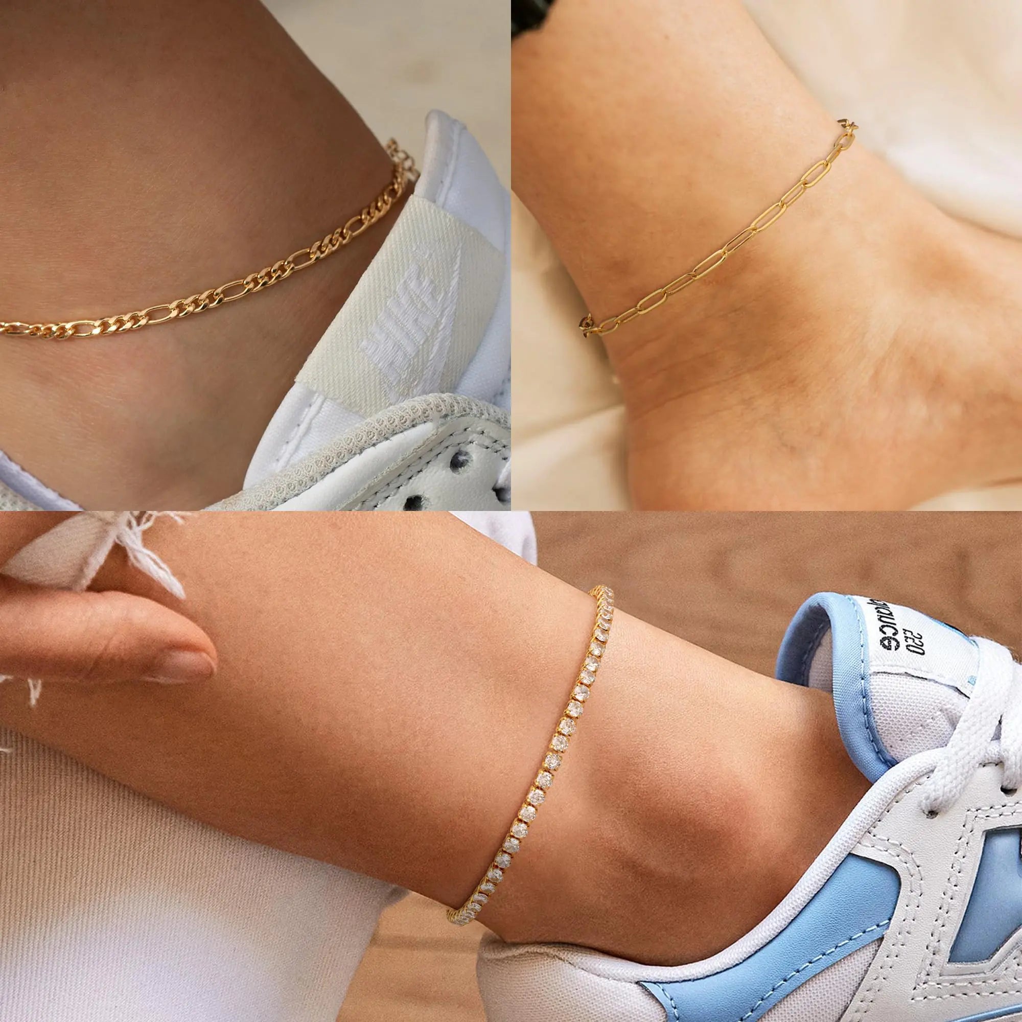 14K Gold/Sterling Silver Plated Cuban Link Anklet for Women – Waterproof, Plus Size, 9-12 Inch - Vivareflex Online